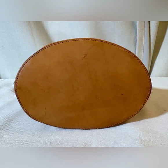 Banana Republic Italian Vachetta 100% Leather Bucket Bag Natural Tan Silver Ring - Picture 4 of 11